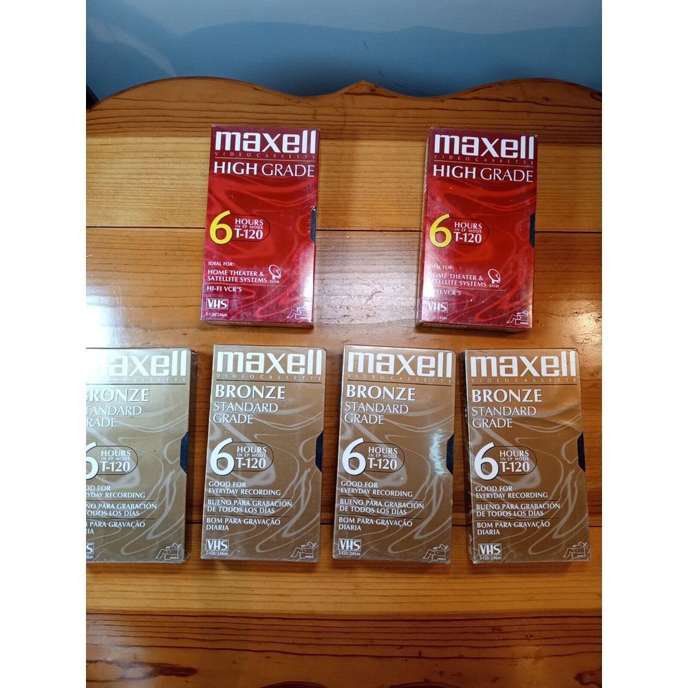 Maxell Blank Cassettes VHS T-120 6 Hour VHS Tape Lot of 6 NEW📼📼📼